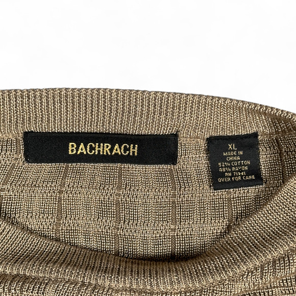 Bachrach Sweater Adult EXTRA LARGE Brown Geometric Textured Grid Relaxed - Picture 4 of 7